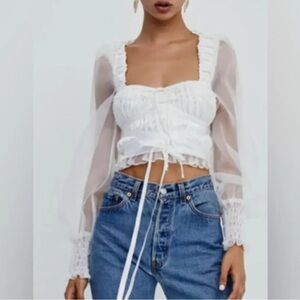 Elegant White Sheer Sleeve Top